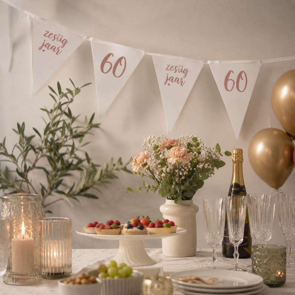 Vlaggenlijn 60 jaar roségoud - 4m