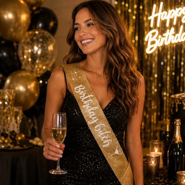 Sjerp Birthday bitch - glitter goud