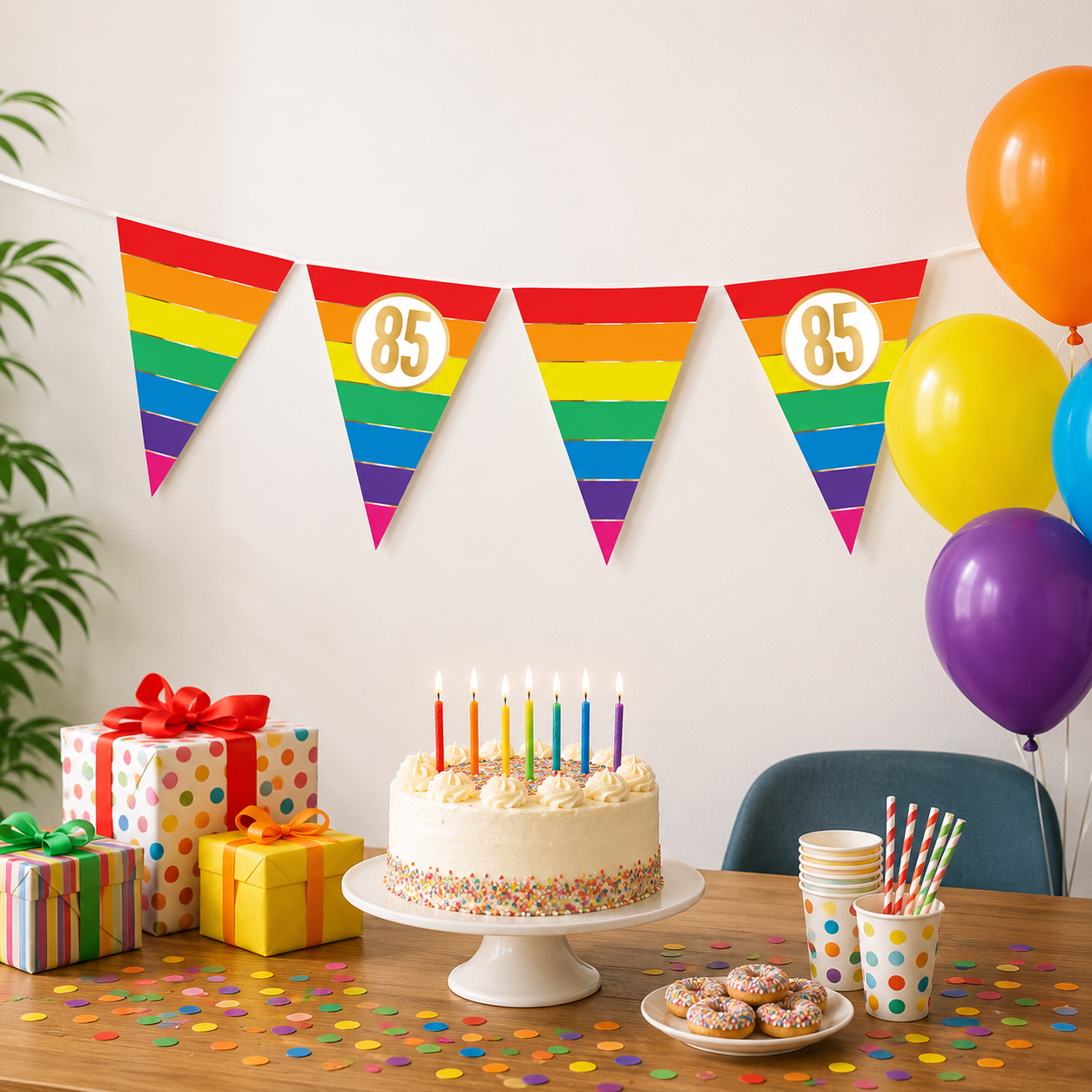 Vlaggenlijn Regenboog goud 85 - 5m (15 vlaggen)