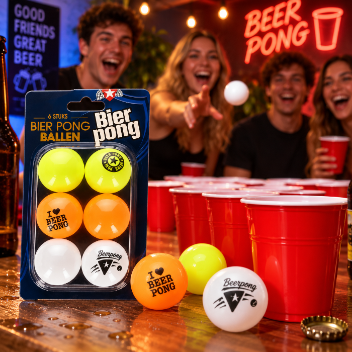Ballen Beer pong meerkleurig 6 stuks