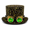 Hoed goud pailletten steampunk met bril