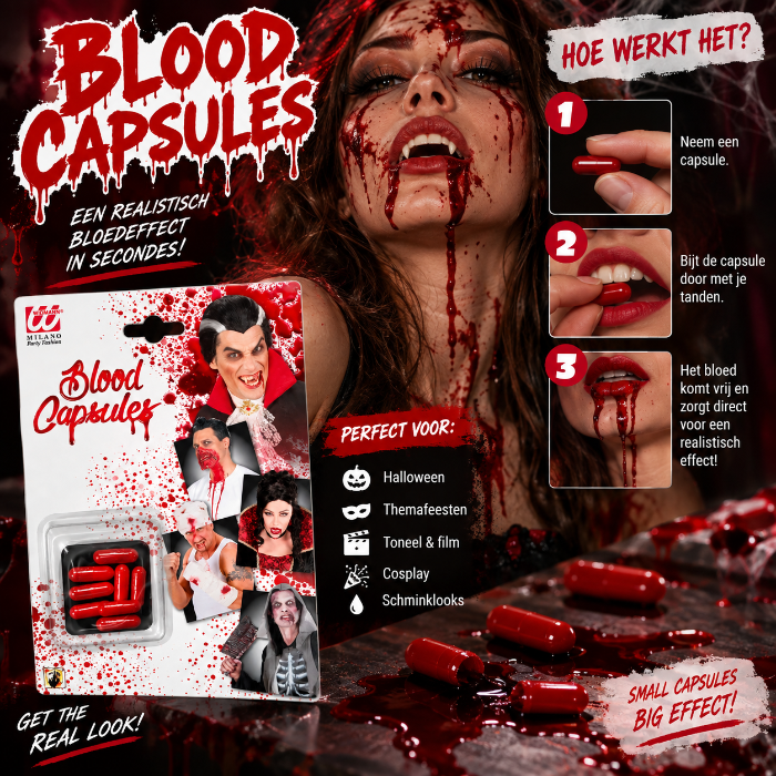 Nepbloed Halloween capsules rood