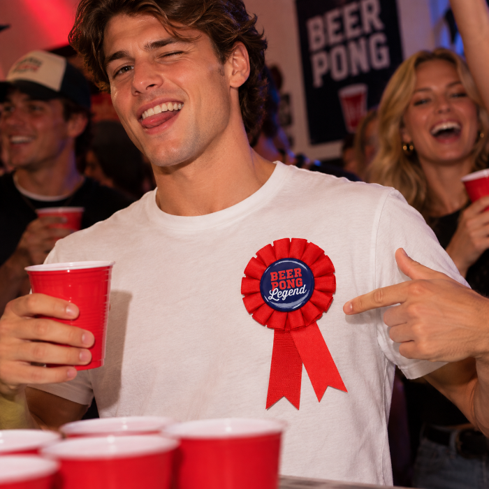 Rozet Beer pong rood/blauw