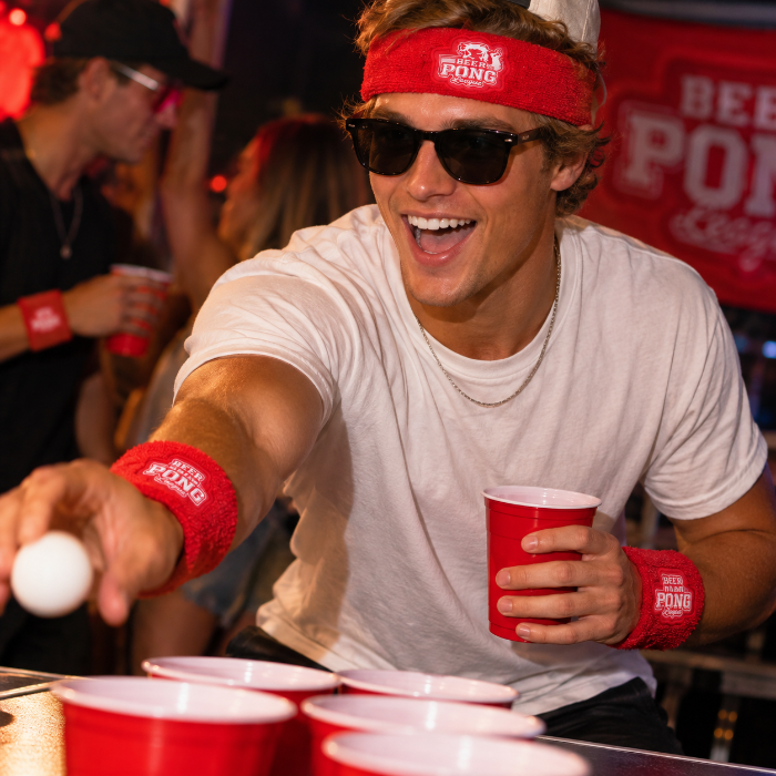 Zweetbandjes beer pong rood 3 stuks