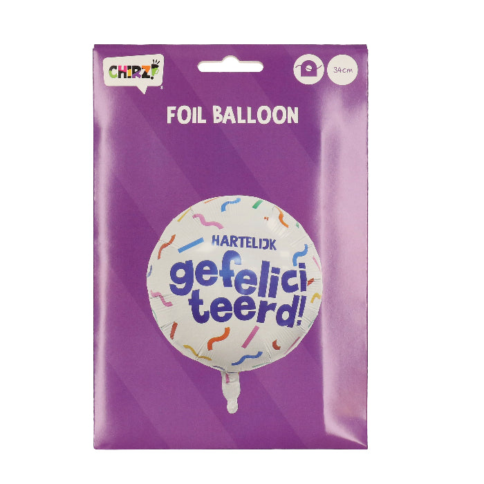 Folieballon gefeliciteerd meerkleurig 45cm