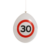 Ballonnen 30 jaar rood/wit 10 stuks