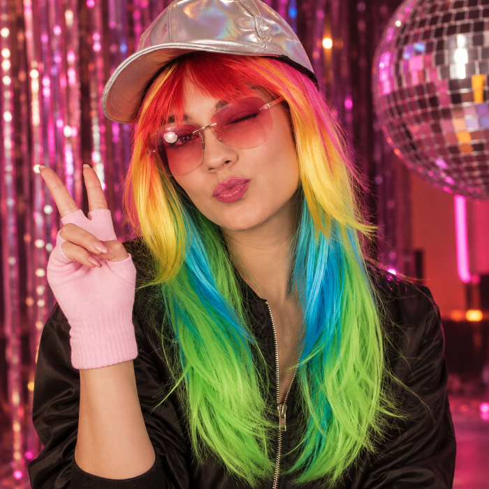 Pruik Reina regenboog