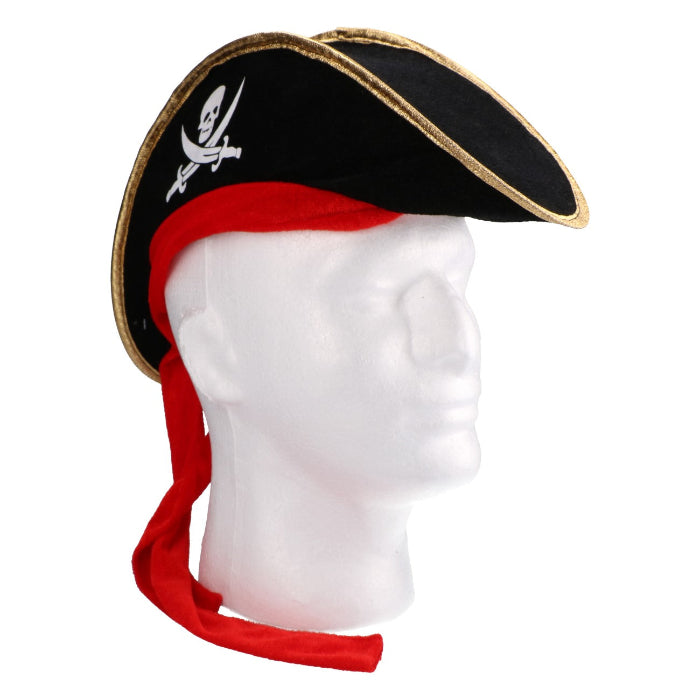 Hoed piraat kind zwart/rood
