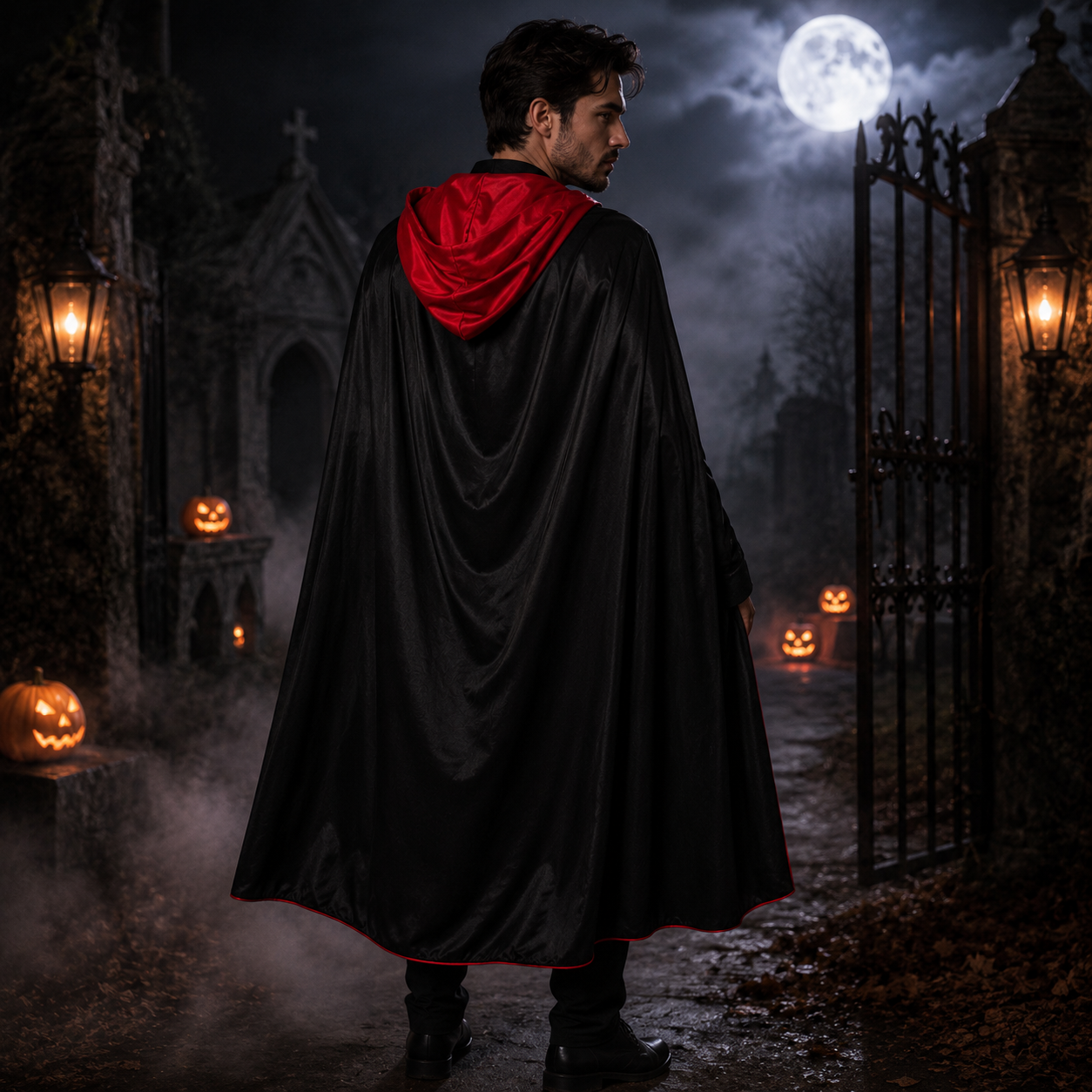 cape-halloween-zwart-rood-maat-s