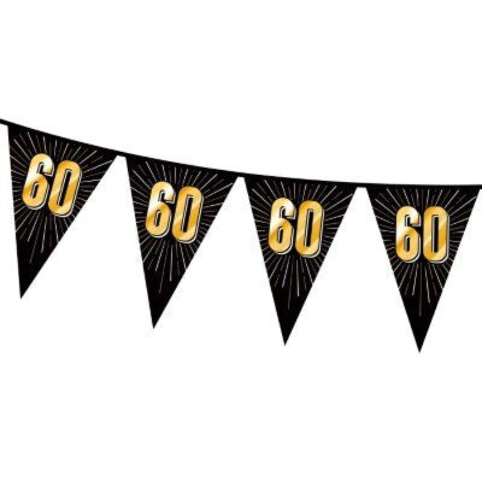 8717928379461_1 Vlaggenlijn 60 jaar zwart/goud 15 vlaggen 5m