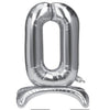 Folieballon - staand - cijfer - 0 - zilver - 68cm