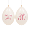 Ballonnen 30 years wit/roségoud 30 cm 10 stuks