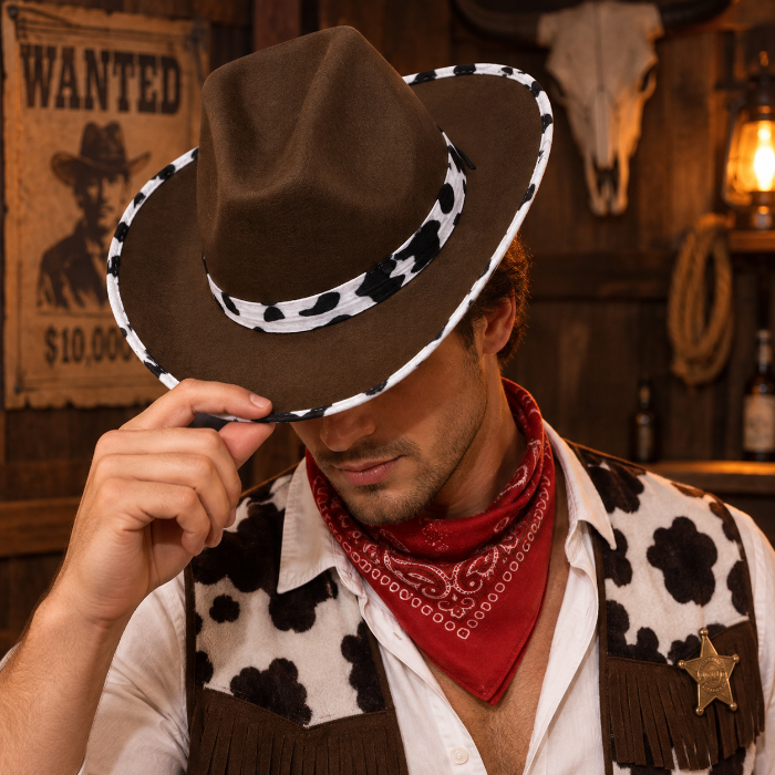 Cowboyhoed bruin koe