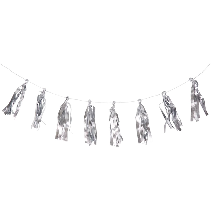 Tassel slinger zilver 4m 12 stuks