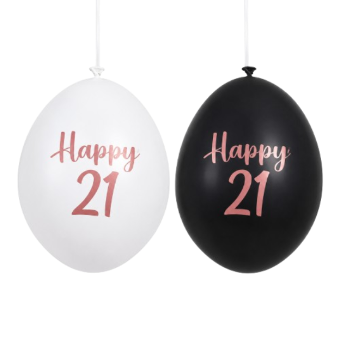 Happy 21 Metalic balloon 12pk/ 30cm/