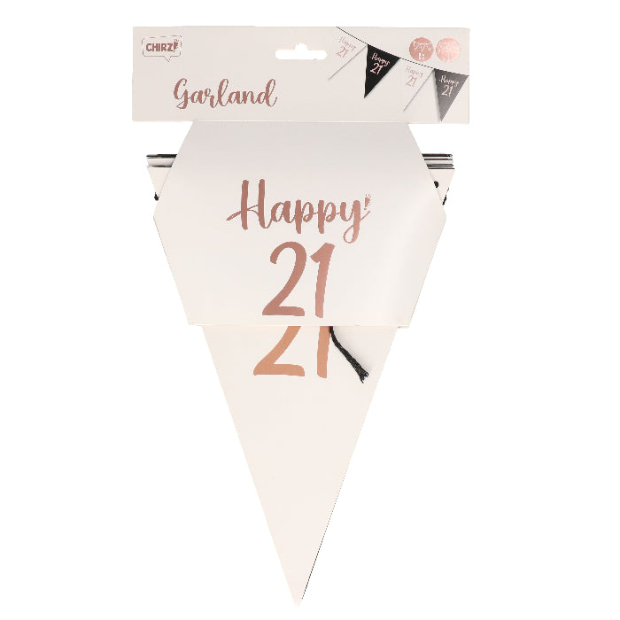 Happy 21 Papieren slinger/10 flag