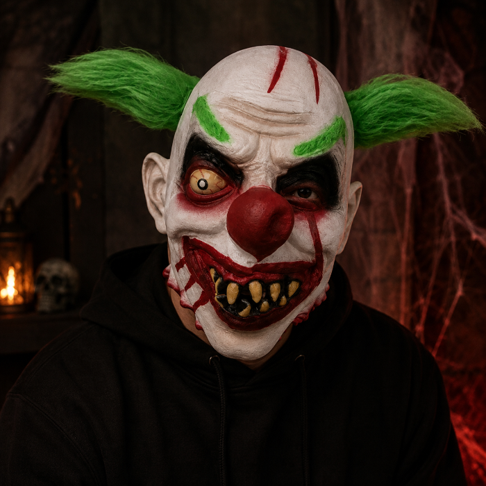 Masker horror clown groen haar