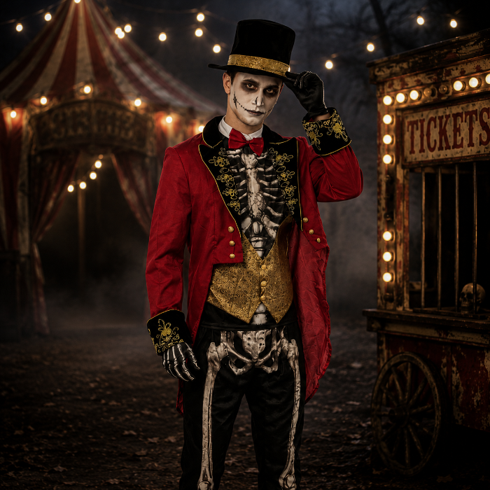 Halloween kostuum circus skelet Maat M