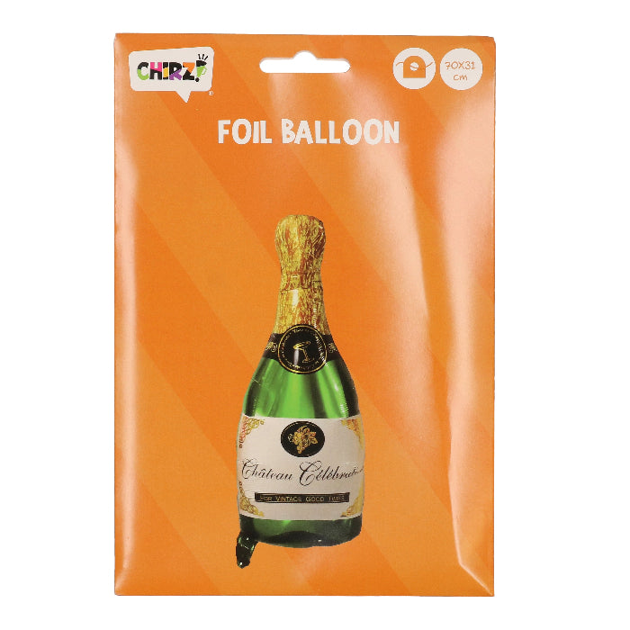 Folieballon_champagnefles_groen_goud