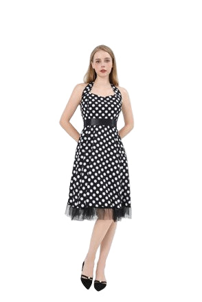 Jurk twenties stippen zwart/wit one size