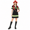 Kostuum brandweervrouw zwart/geel/rood one size