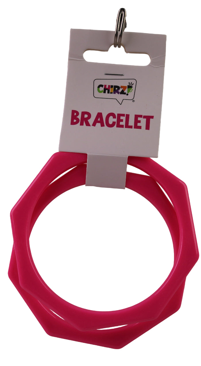 Armbanden-hoekig-neon-roze-set 2 stuks