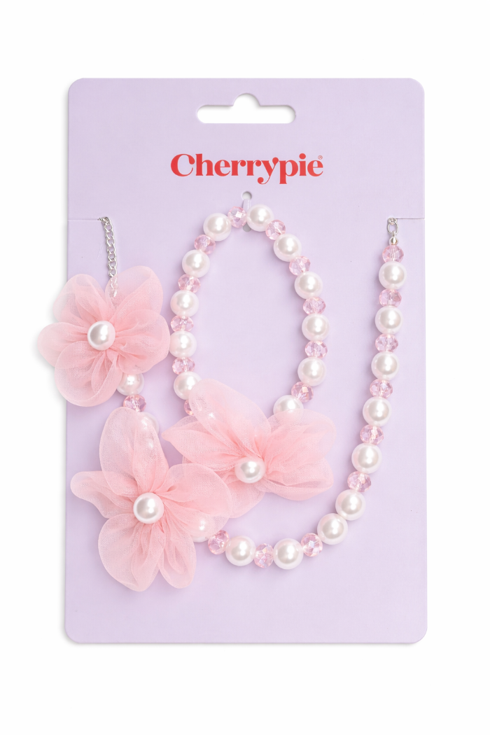 ketting-armband-set-bloem-roze-wit-655