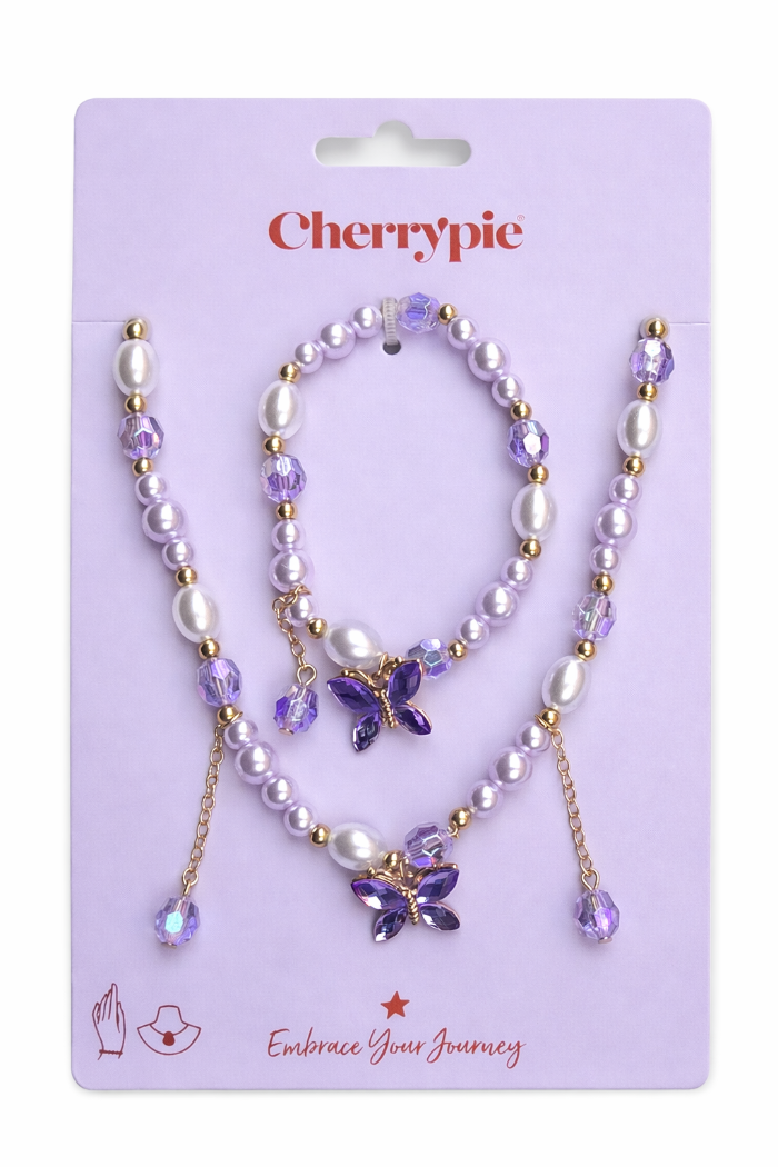 ketting-armband-set-vlinder-paars-wit-693