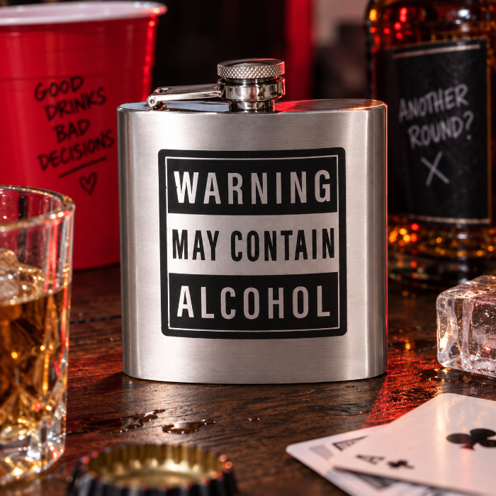 Heupfles Warning May Contain Alcohol
