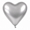 Ballonnen Metallic Hart - Zilver - 30cm - 3 stuks