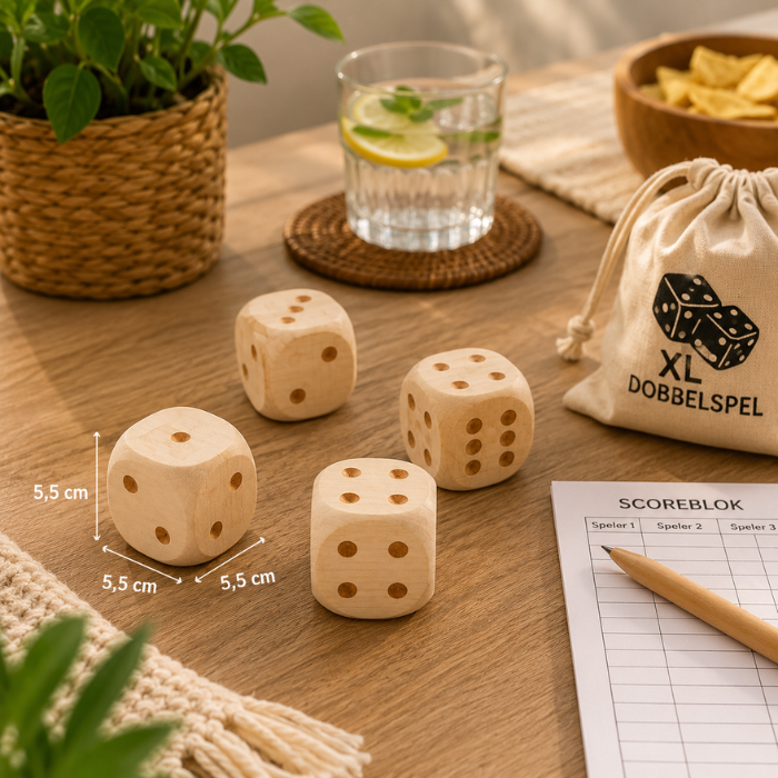 XL Houten Dobbelstenen – Set van 5