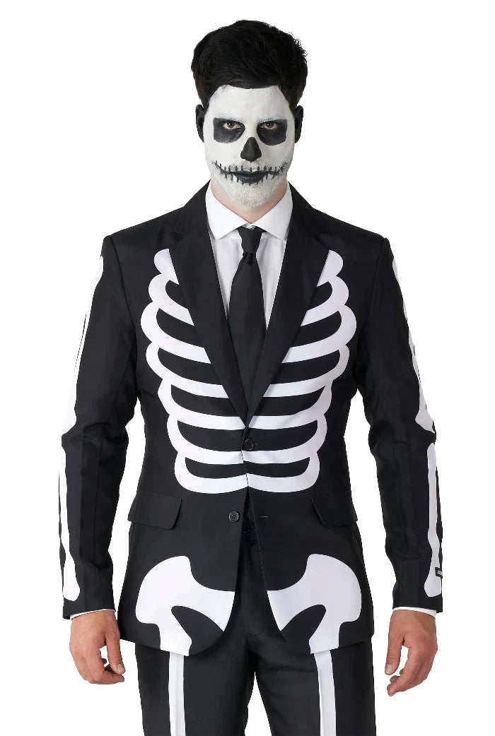 Pak heren 3-delig skelet zwart/wit maat M