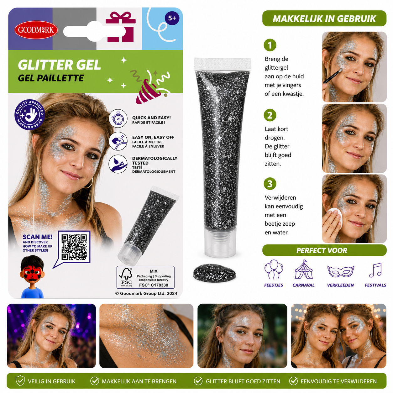 Glittergel zilver 14ml