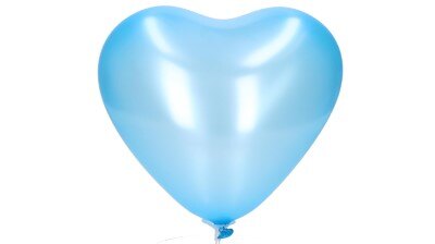 Ballonnen - hart - parelmoer - blauw - 30cm - 4 stuks