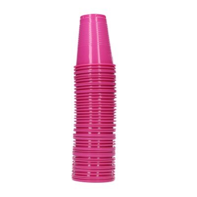 Bekers - plastic - paars - 200ml - 50 stuks