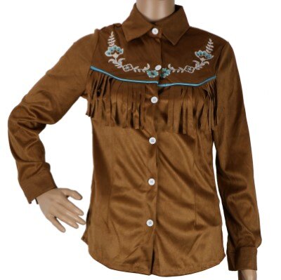 Blouse - cowgirl - bruin - dames - maat S/M