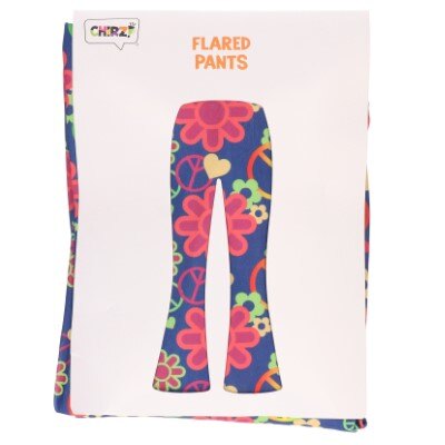 Broek - flared - hippie - peace - meerkleurig - dames - maat S/M
