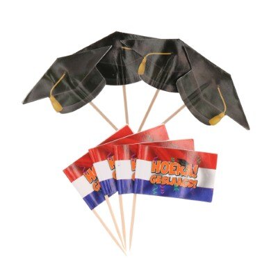 Cocktailprikkers - geslaagd - meerkleurig - 8 stuks