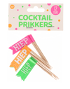 Cocktailprikkers - Hiep hiep hoera - roze/oranje/groen - 12 stuks