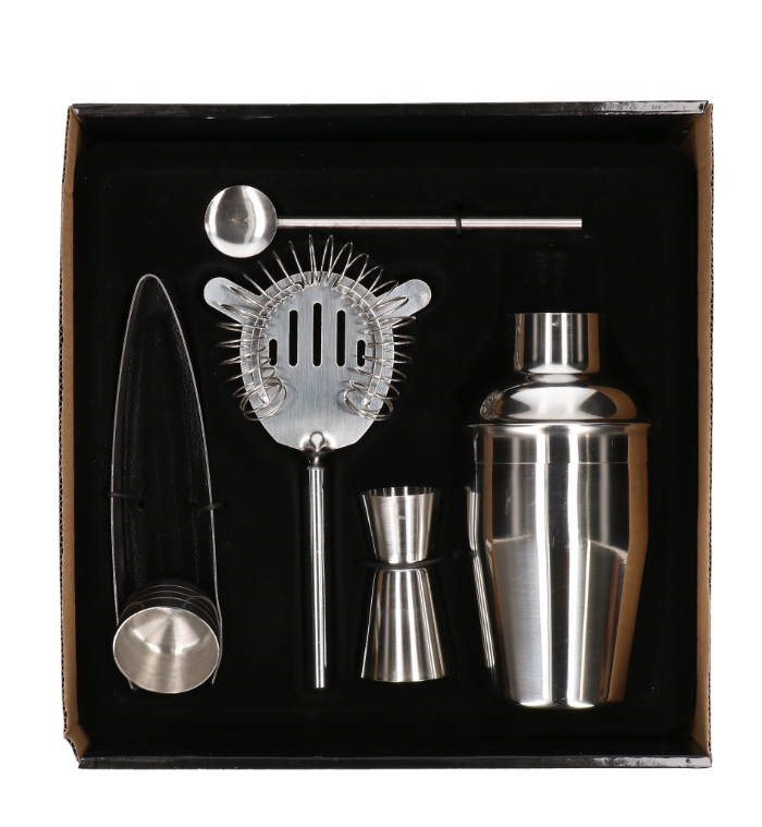 Cocktailshaker set luxe zilver