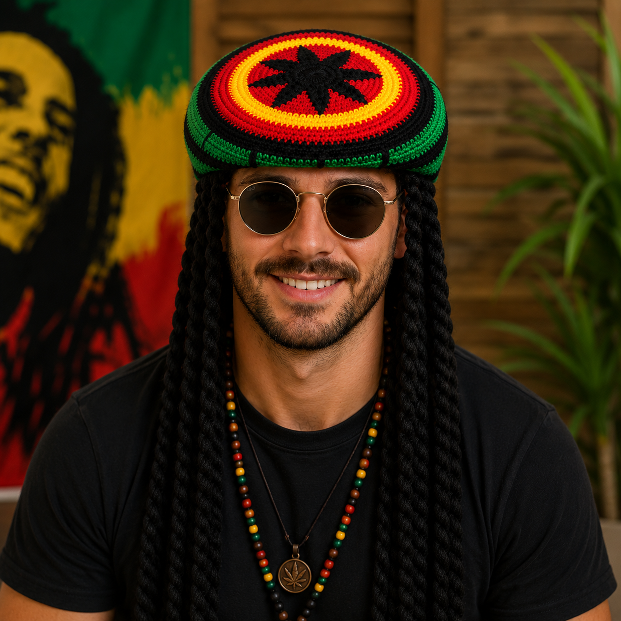 Hoed met rasta meerkleurig