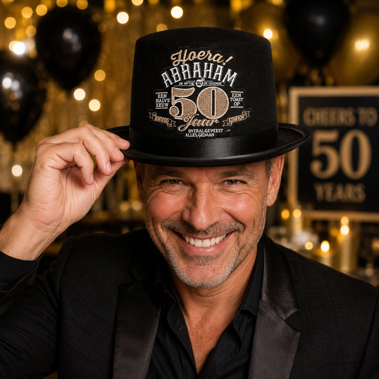 Hoge hoed Abraham 50 jaar
