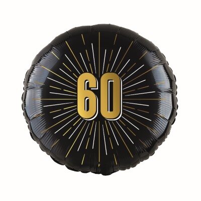 Folieballon - 60 jaar - zwart/goud - 35cm