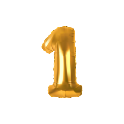 Folieballon - cijfer - 1 - goud -70cm