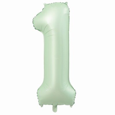 Folieballon - cijfer - 1 - mintgroen - 80cm