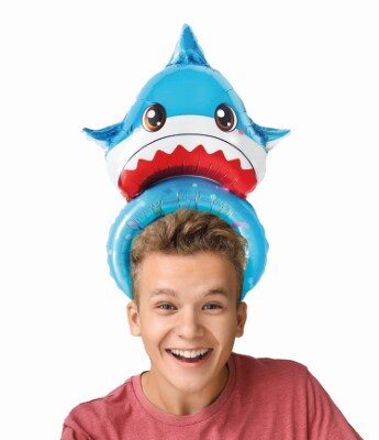 Folieballon - haarband - haai - blauw - 40cm