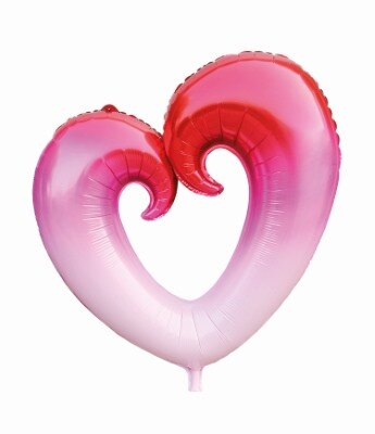 Folieballon - hart - roze verloop - 80cm