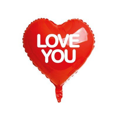 Folieballon - Love you - hart - rood - 33cm