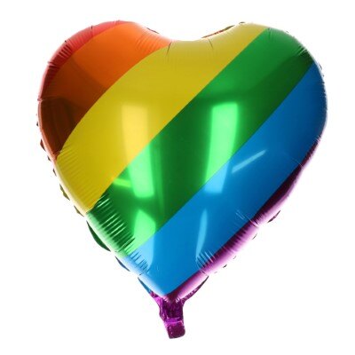Folieballon - regenboog - hart - 45 cm