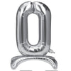 Folieballon - staand - cijfer - 0 - zilver - 68cm